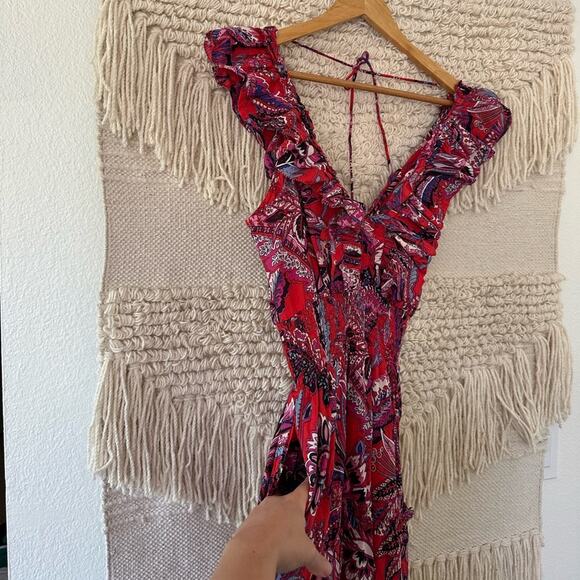 Caroline Constas Paisley Smocked Ruffle Midi Dress - Picture 5 of 8